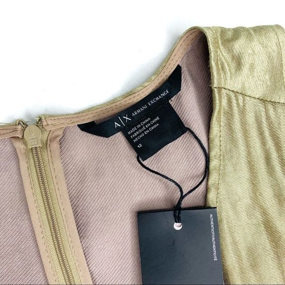 Armani Exchange Gold Metallic Short Dress NWT 12 - Picture 7 of 16